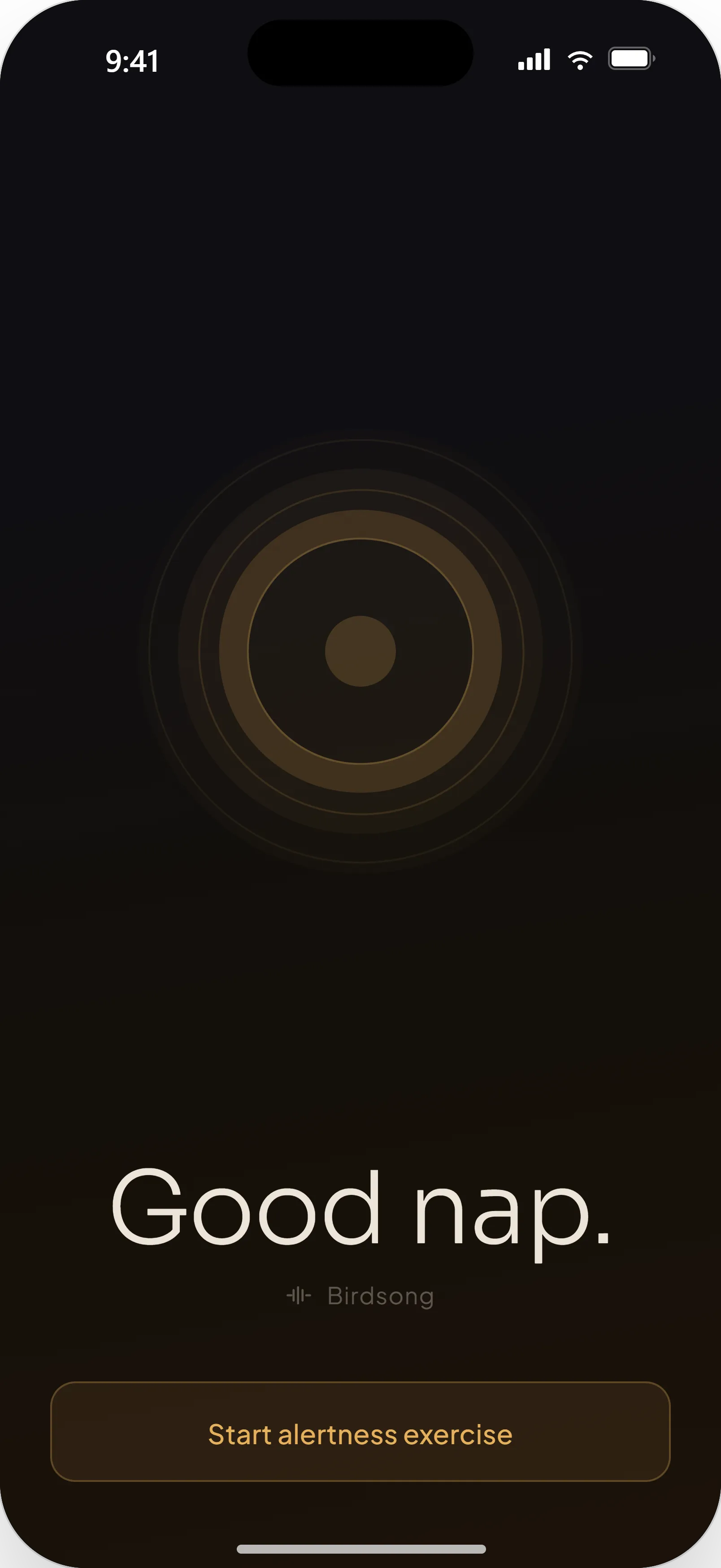 NapWise gentle wake screen — “Good nap.”